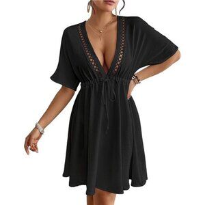 Swimsuit Cover Ups for Women Hollow Out Bikini Beach Bathing Suit V Neck